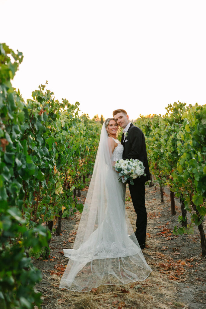 Bride and groom vineyard